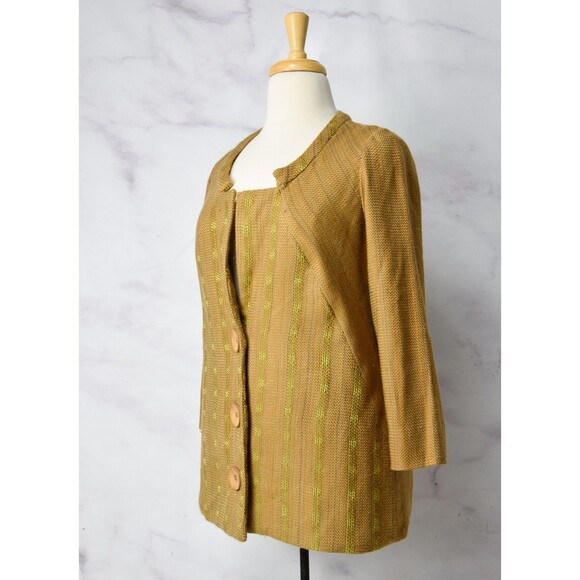 Vintage Camel Jacket Size Large - XL Textural Woven Spring Minimalist Coat - Picture 6 of 9